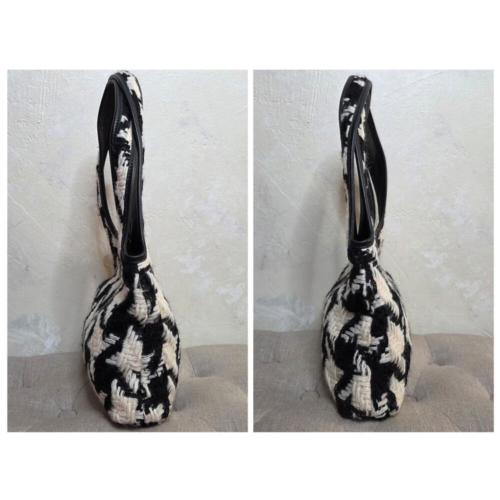 Miu Miu Houndstooth Wool Leather Black White Shoulder Bag Purse Turn Lock✨️Y2K - Picture 5 of 15